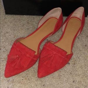 J. Crew red D’ Orsay flat